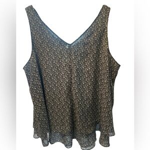 Lane Bryant Black Floral V-Neck Camisole